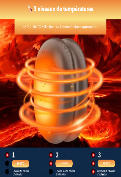 Niveaux de températures du chauffe-main rechargeable grain de café.