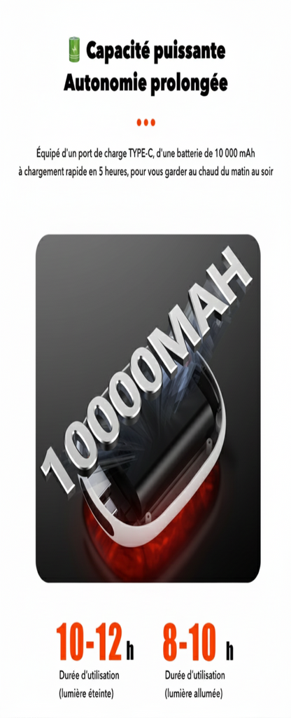 Chauffe main rechargeable USB-C pour le ski, batterie 5h - aspect flamme avec chauffe rapide - 3 niveaux, 2000 mAh lithium