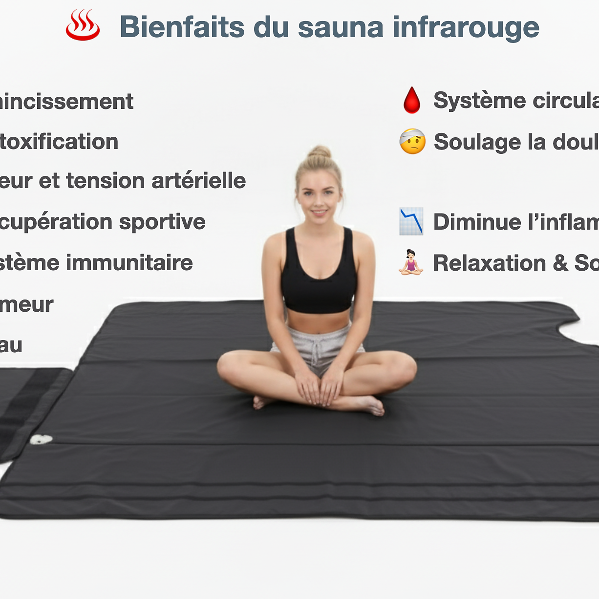 Couverture chauffante infrarouge, sauna maison format sac de couchage 180×80 cm - 30-85 °C, arrêt auto, 220 V