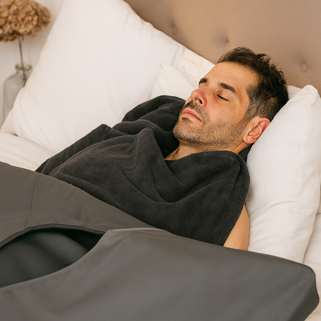 Couverture chauffante infrarouge, sauna maison format sac de couchage 180×80 cm - 30-85 °C, arrêt auto, 220 V