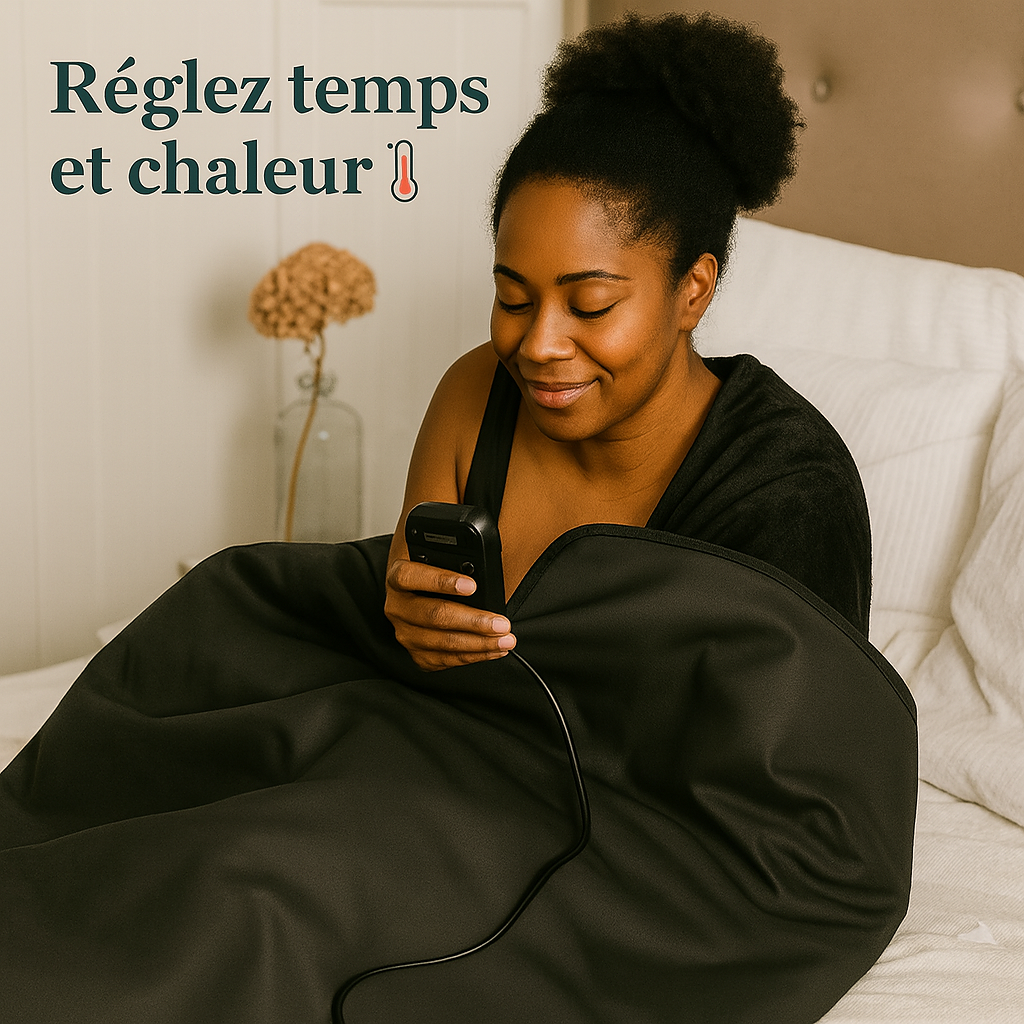 Couverture chauffante infrarouge, sauna maison format sac de couchage 180×80 cm - 30-85 °C, arrêt auto, 220 V