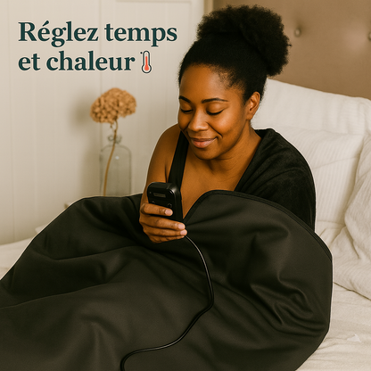 Couverture chauffante infrarouge, sauna maison format sac de couchage 180×80 cm - 30-85 °C, arrêt auto, 220 V