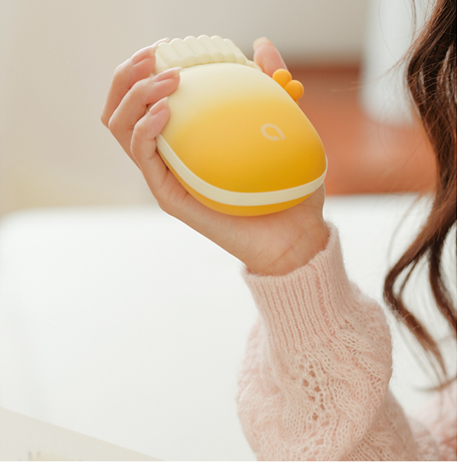 Chauffe main rechargeable original design fleur, chauffe rapide - 3 niveaux, chargeur USB et USB-C, batterie externe de 4000 mAh