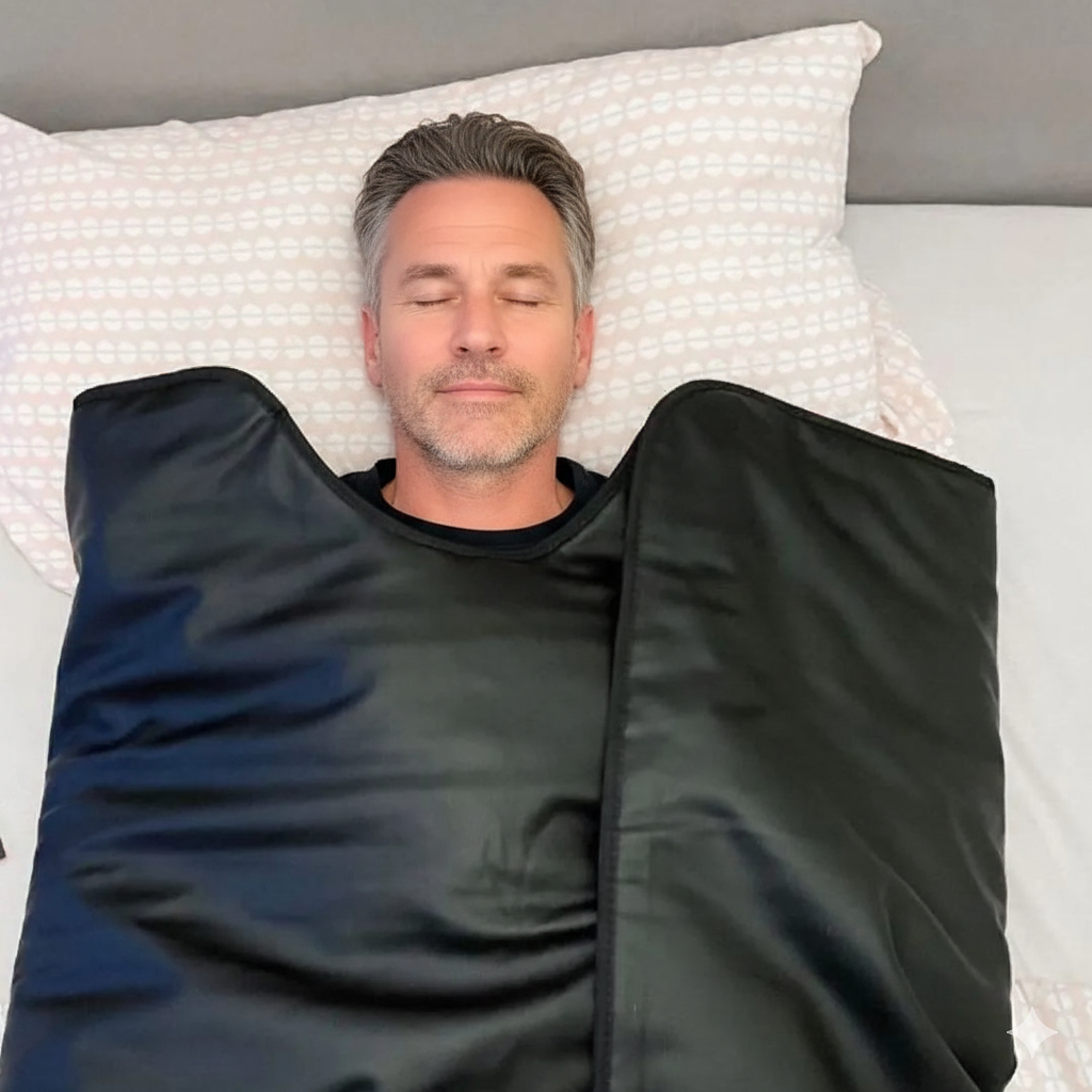 Couverture chauffante infrarouge, sauna maison format sac de couchage 180×80 cm - 30-85 °C, arrêt auto, 220 V