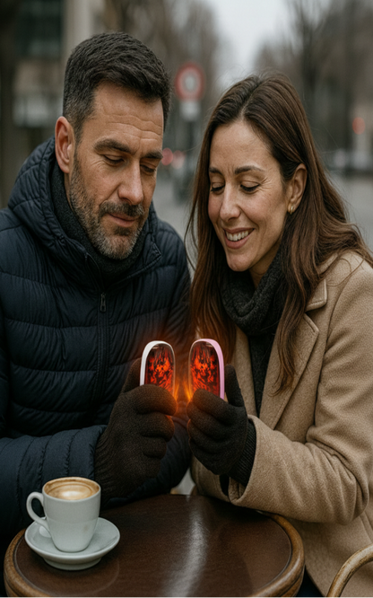 Chauffe main rechargeable USB-C pour le ski, batterie 5h - aspect flamme avec chauffe rapide - 3 niveaux, 2000 mAh lithium