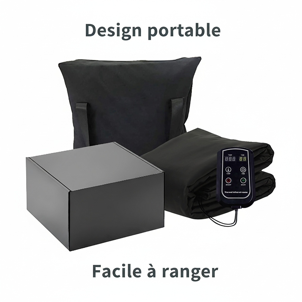 Couverture chauffante infrarouge, sauna maison format sac de couchage 180×80 cm - 30-85 °C, arrêt auto, 220 V
