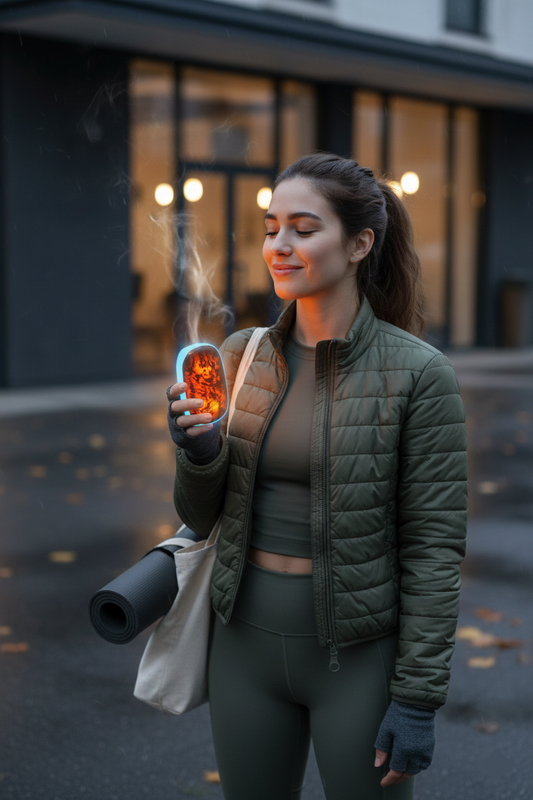 Chauffe main rechargeable USB-C pour le ski, batterie 5h - aspect flamme avec chauffe rapide - 3 niveaux, 2000 mAh lithium