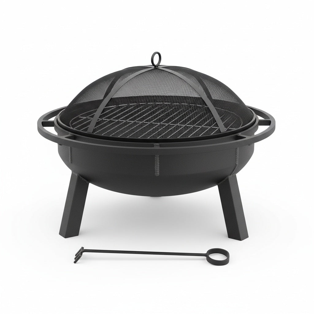 Brasero BBQ Multifonction FLAMORA™ - Foyer Extérieur avec Grille