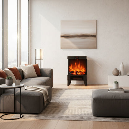 Cheminée Électrique CALYRA™ - Poêle Flamme 3D Design Noir