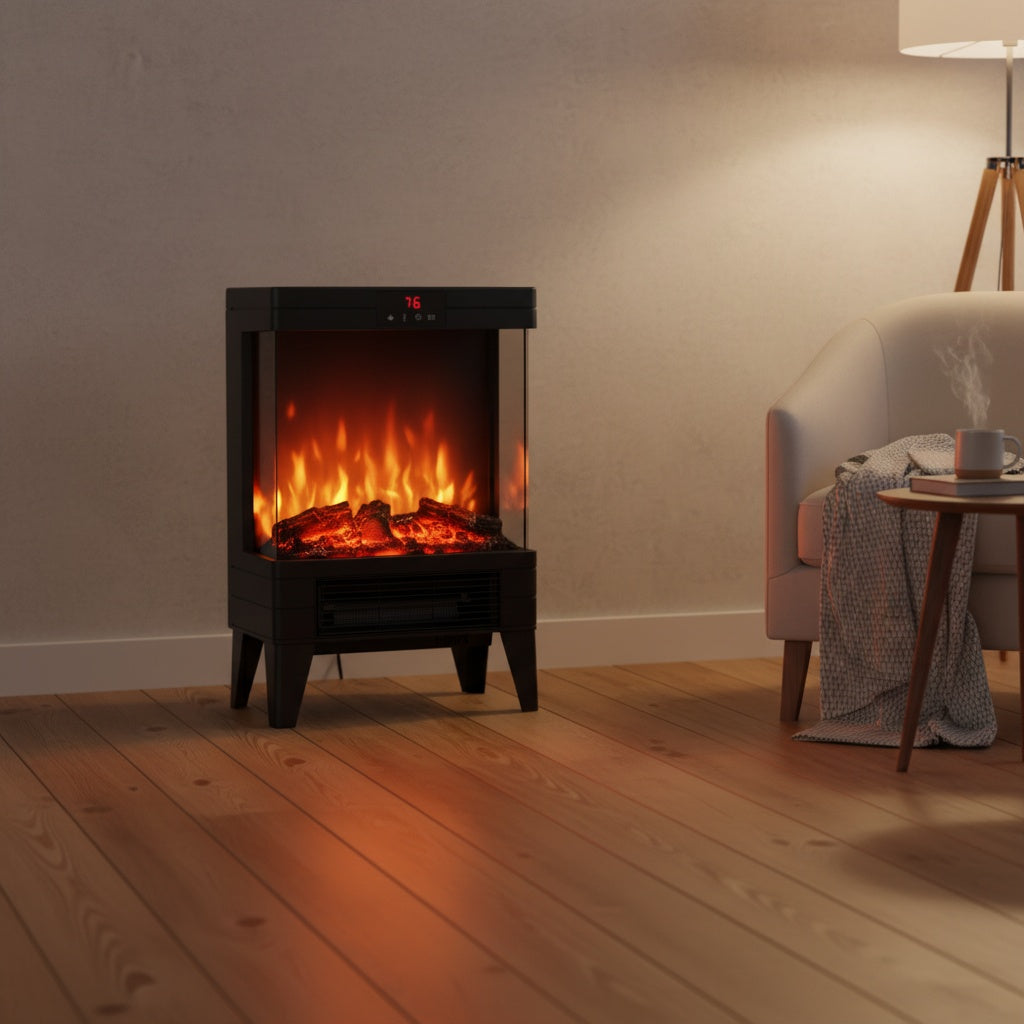 Cheminée Électrique CALYRA™ - Poêle Flamme 3D Design Noir