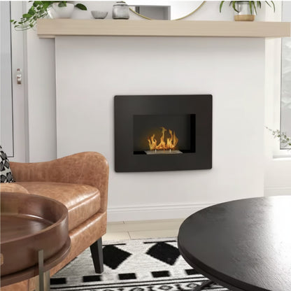 Cheminée Bioéthanol VIRENA™-Murale Encastrable Design Noir
