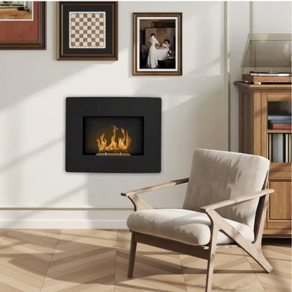 Cheminée Bioéthanol VIRENA™-Murale Encastrable Design Noir