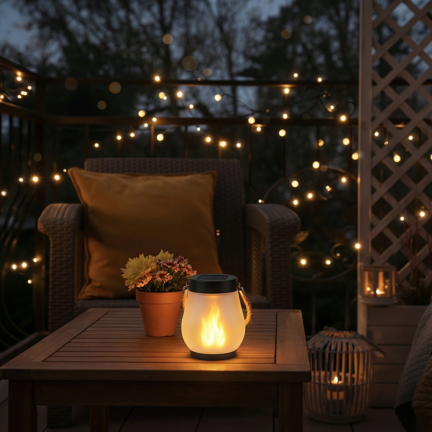 Lanterne Solaire LED Flamme SOLARA™ - Lampe Extérieure