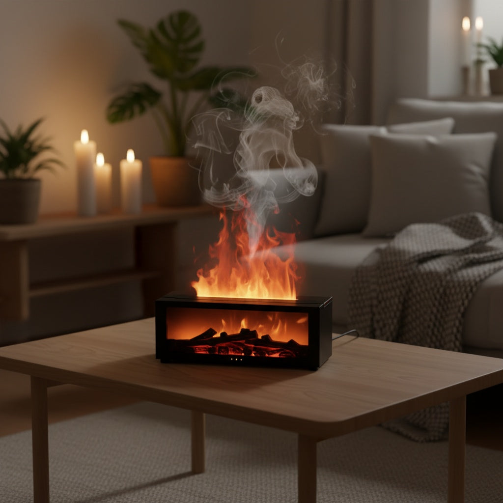Humidificateur Cheminée Aromatique ARVENA™ — Flamme LED & Diffuseur
