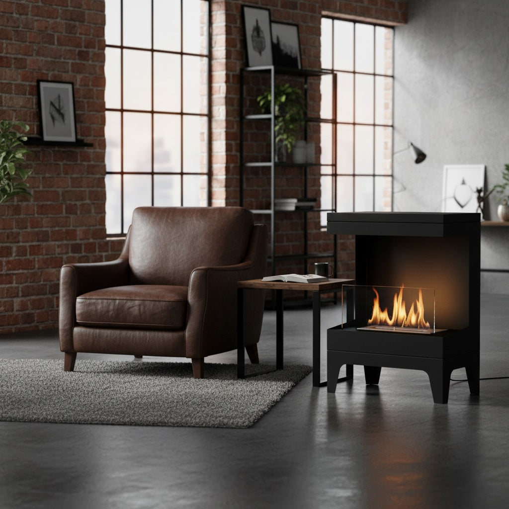 Cheminée Bioéthanol EMBERA™ - Poêle Design Design Noir Élégant