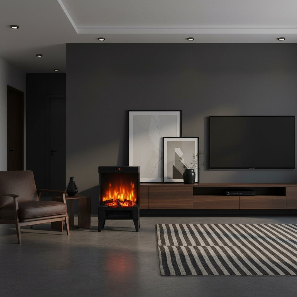 Cheminée Électrique CALYRA™ - Poêle Flamme 3D Design Noir