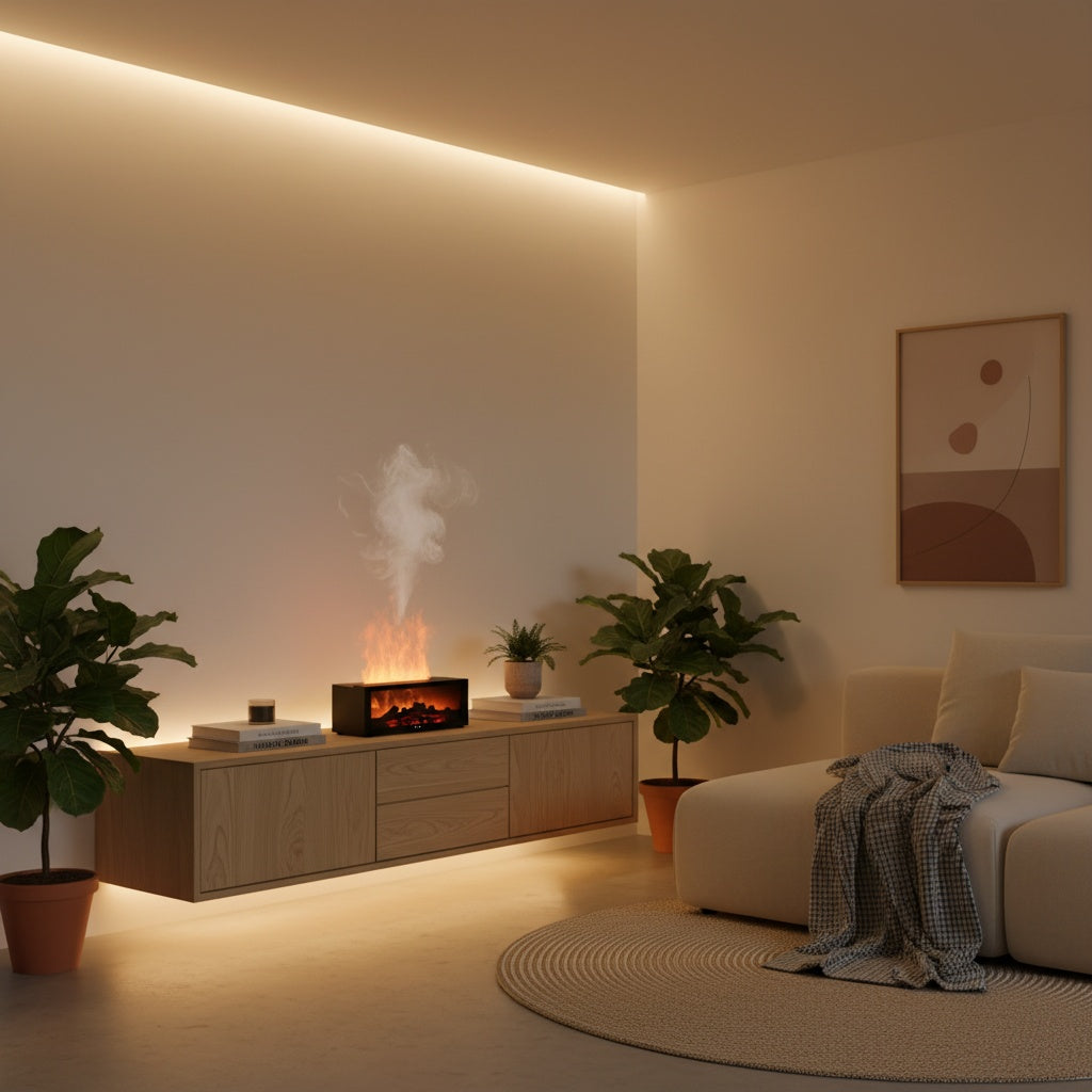 Humidificateur Cheminée Aromatique ARVENA™ — Flamme LED & Diffuseur