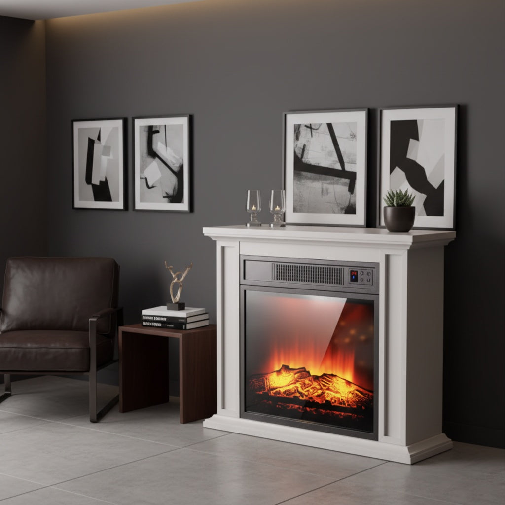 Cheminée Électrique Design VALORA™ - Meuble Chauffant & Flamme LED