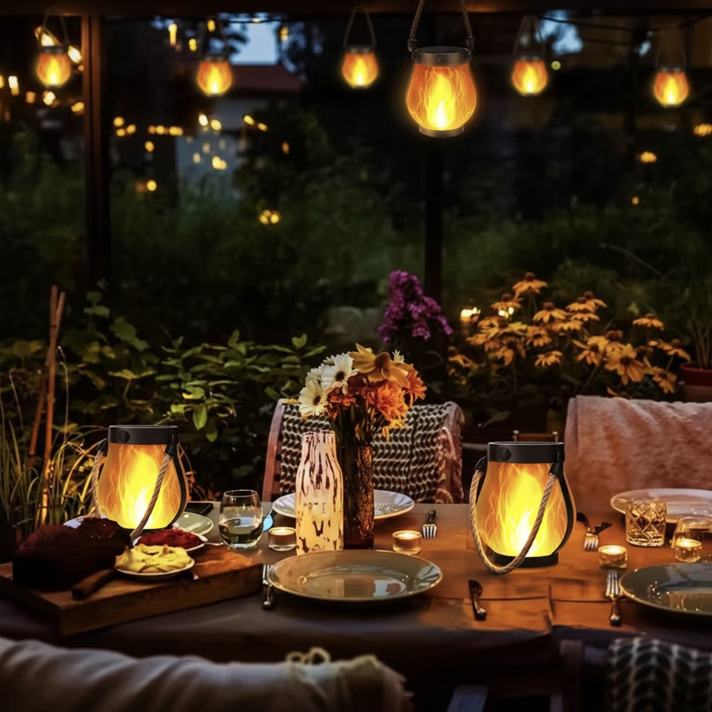 Lanterne Solaire LED Flamme SOLARA™ - Lampe Extérieure