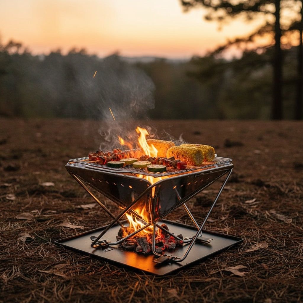 Barbecue Portable Pliant PYRA™ - Grill Acier Inoxydable Camping
