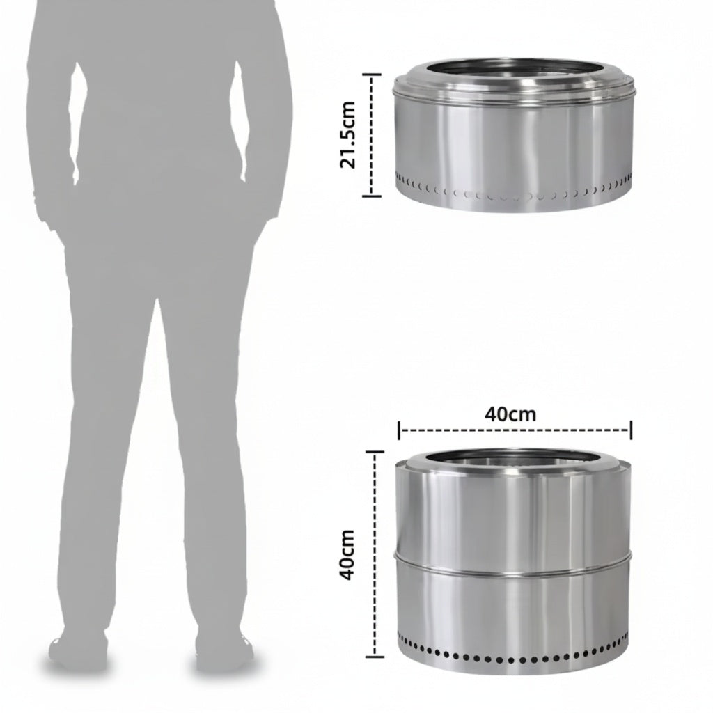 Brasero Inox Sans Fumée VULCARA™ - Foyer Portable Extérieur