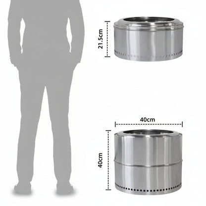 Brasero Inox Sans Fumée VULCARA™ - Foyer Portable Extérieur