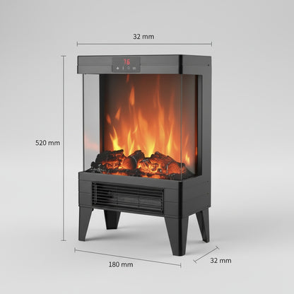Cheminée Électrique CALYRA™ - Poêle Flamme 3D Design Noir