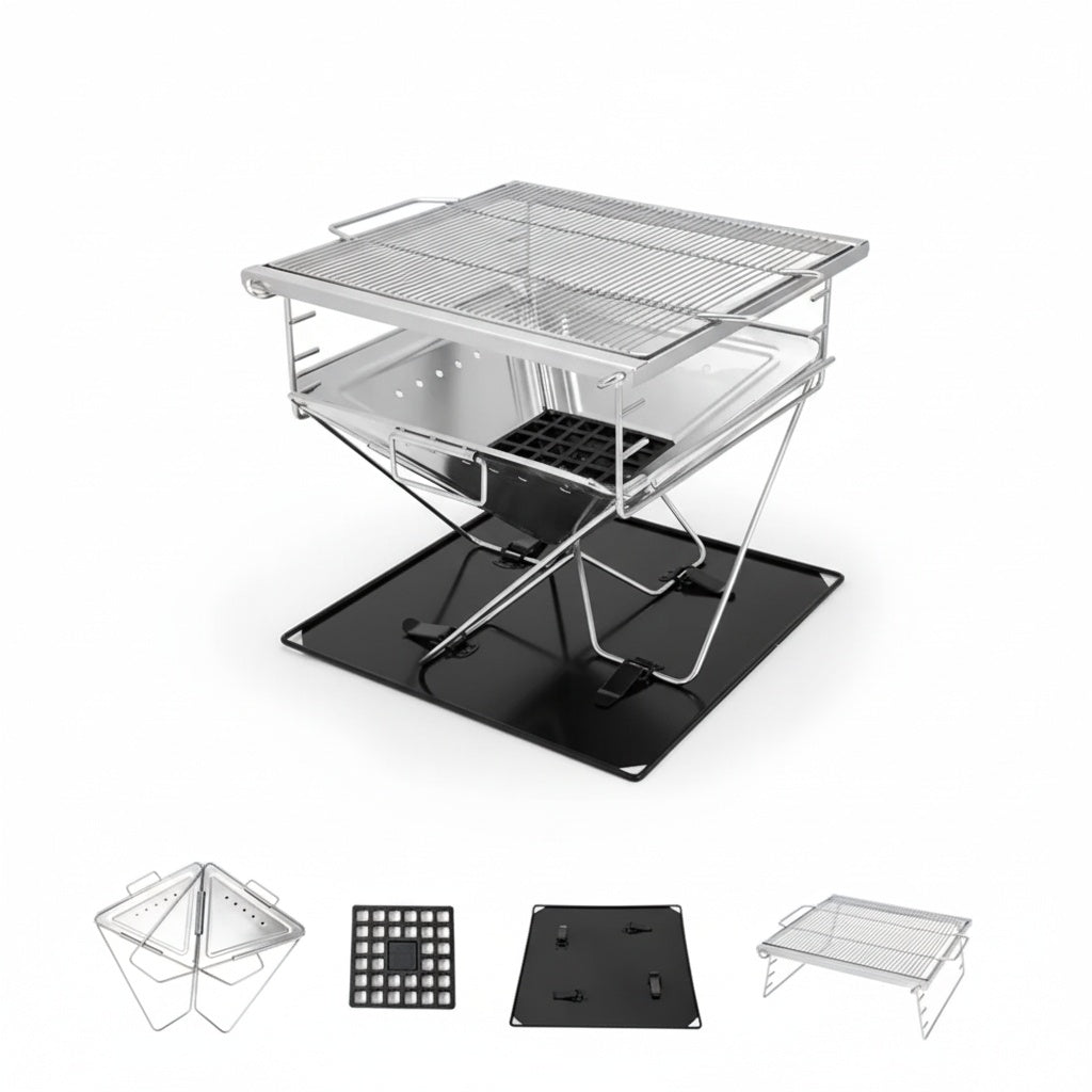 Barbecue Portable Pliant PYRA™ - Grill Acier Inoxydable Camping