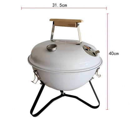Dimensions du barbecue au charbon portable Kettle 31,5 cm : diamètre 31,5 cm et hauteur 40 cm, format compact et nomade.