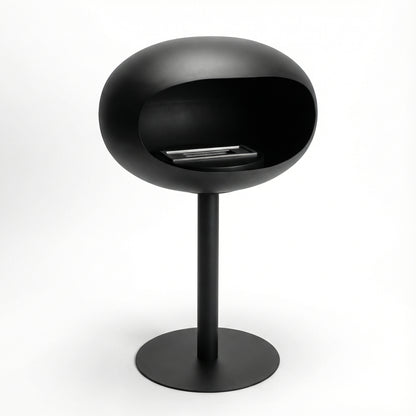 Cheminée éthanol sur pied noire design moderne.