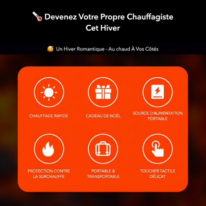 Chauffe main rechargeable USB-C pour le ski, batterie 5h - aspect flamme avec chauffe rapide - 3 niveaux, 2000 mAh lithium