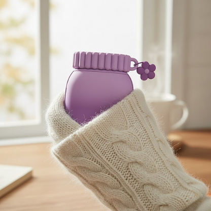 Le chauffe-main Pétale glissé dans une poche de manteau, compagnon idéal pour l'hiver.