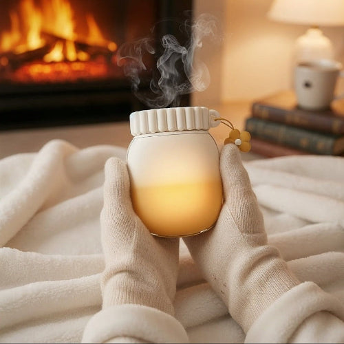 Chauffe-main rechargeable design Pétale avec sa breloque fleur signature.