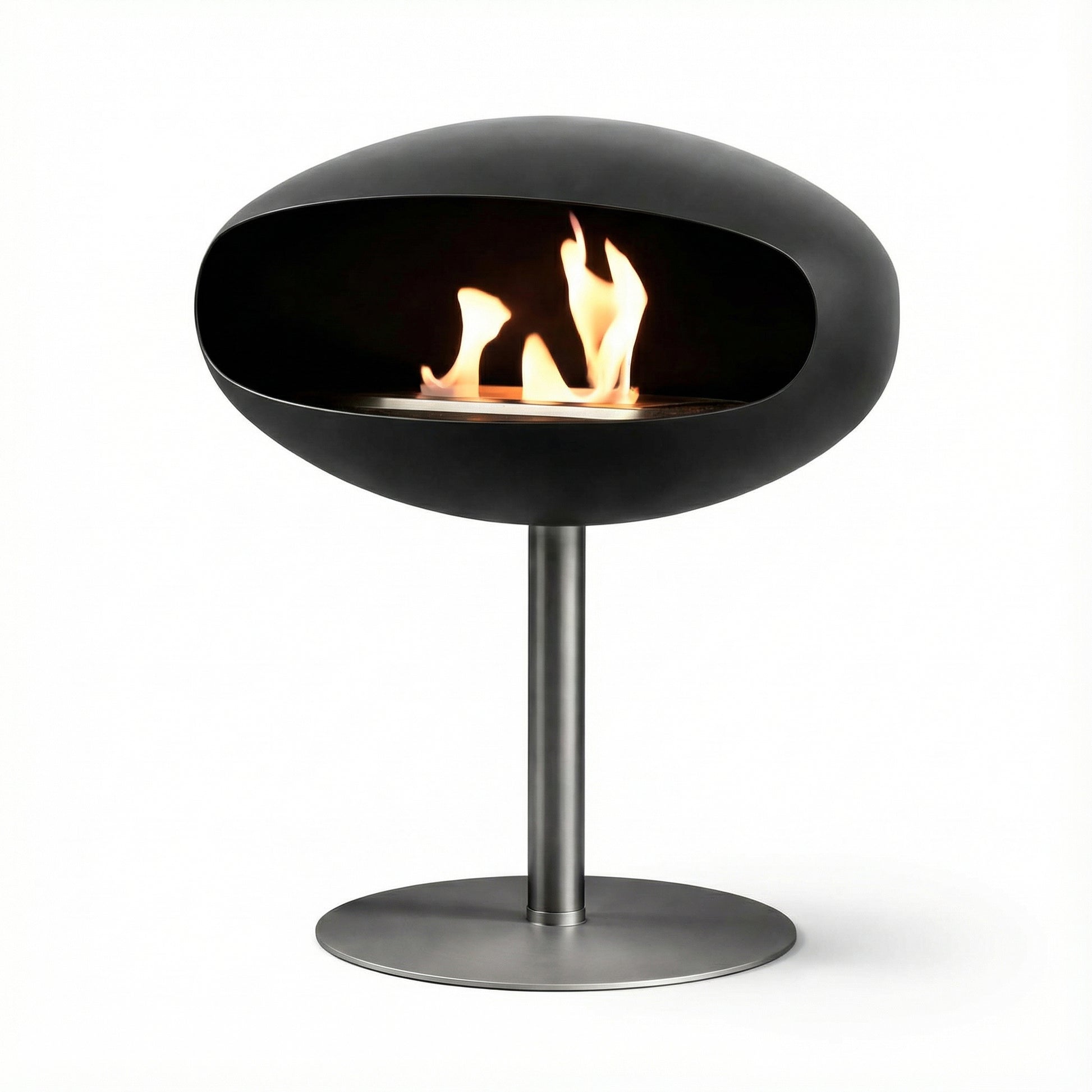 Cheminée Éthanol Design COCON Essentiel avec pied central, vue produit épurée sur fond blanc.