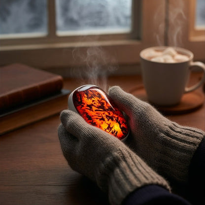 Chauffe main rechargeable USB-C pour le ski, batterie 5h - aspect flamme avec chauffe rapide - 3 niveaux, 2000 mAh lithium