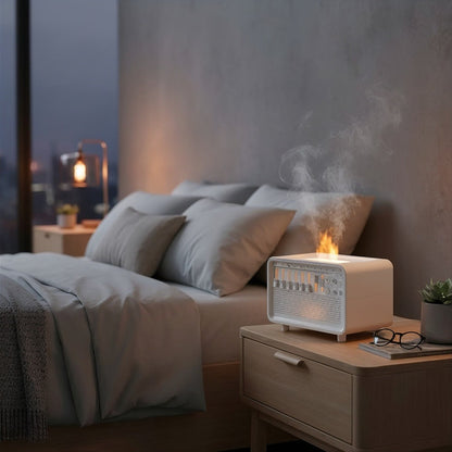 Bruit blanc et veilleuse, +250 symphonies de nature possibles, musique douce pour dormir, pour table de chevet enfant, durée programmable, appareil 4-en-1 : brumisateur 18h - diffuseur huiles essentielles 2,5 L - Bluetooth, USB/secteur